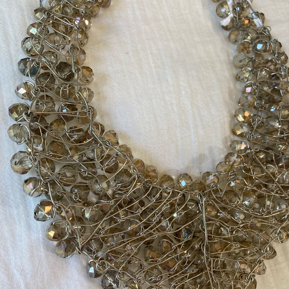 Aldo Arvan Crystals Mesh Cluster Bib Statement Necklace - Picture 12 of 12